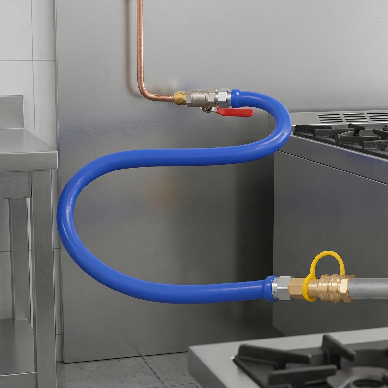 Niebiesko-żółty przewód gazowy – Commercial Kitchen Plumbing recenzja i cena