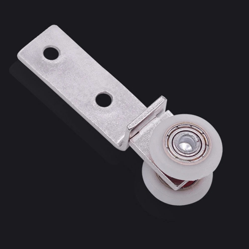 10Pcs Bend Pipe Metal Bearing Pulley Block with Two Plastic Wheel for Sliding Door Window Cabinet HOT