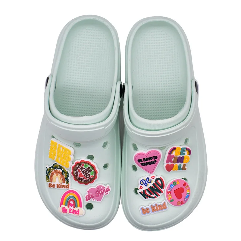 positive slogan PVC shoe Charms Slippers Buckle combination Fit Wristbands accessories Decoration Bands gift unisex party