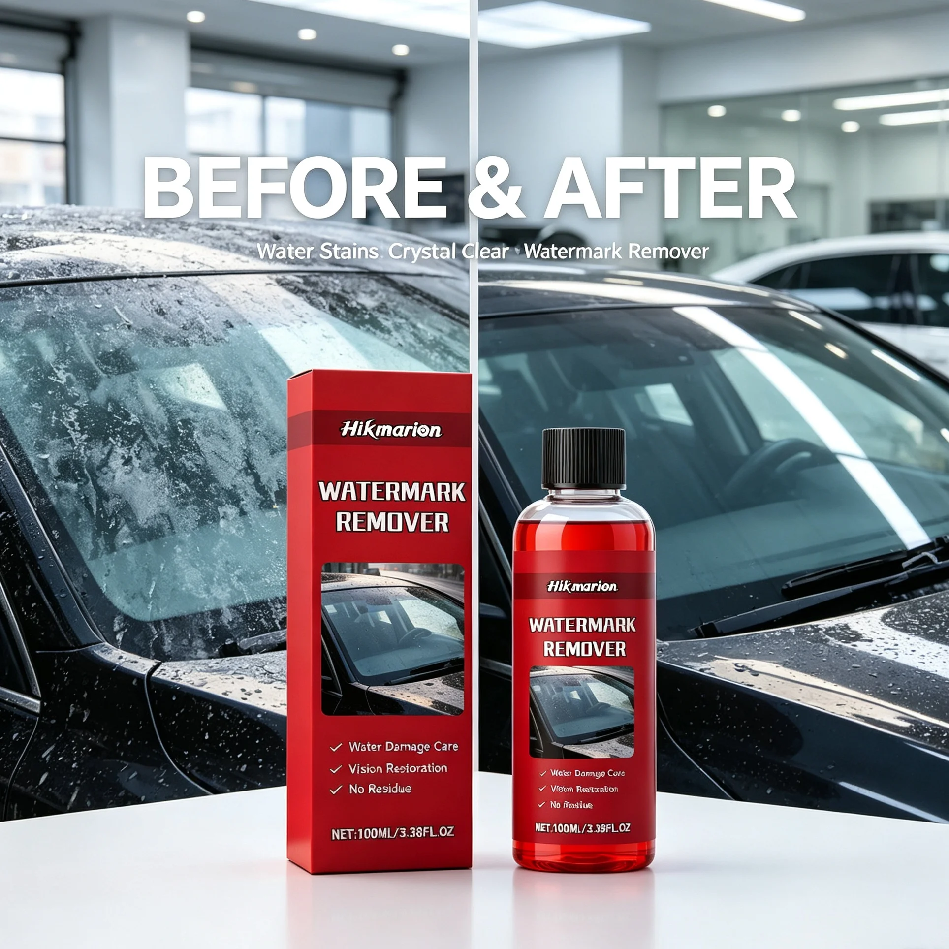 Car Glass Watermark Remover Liquid Hard Water Spot Stain Cleaner For Auto Windshield Window Mirror Paint Surface Auto Detailing