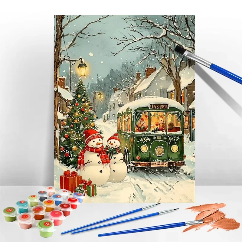 Natale Inverno Festival Arte Pittura a olio digitale fai-da-te Amici di famiglia Raccolta Regalo dipinto a mano per la decorazione della parete di casa