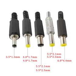 10Pcs/Lot DC Power Plug Solder Wire Connector 4.0/4.8*1.7mm 3.5*1.3mm 6.5*4.4mm 5.5*2.1/2.5mm DC Male Plug Socket Mount Adapter