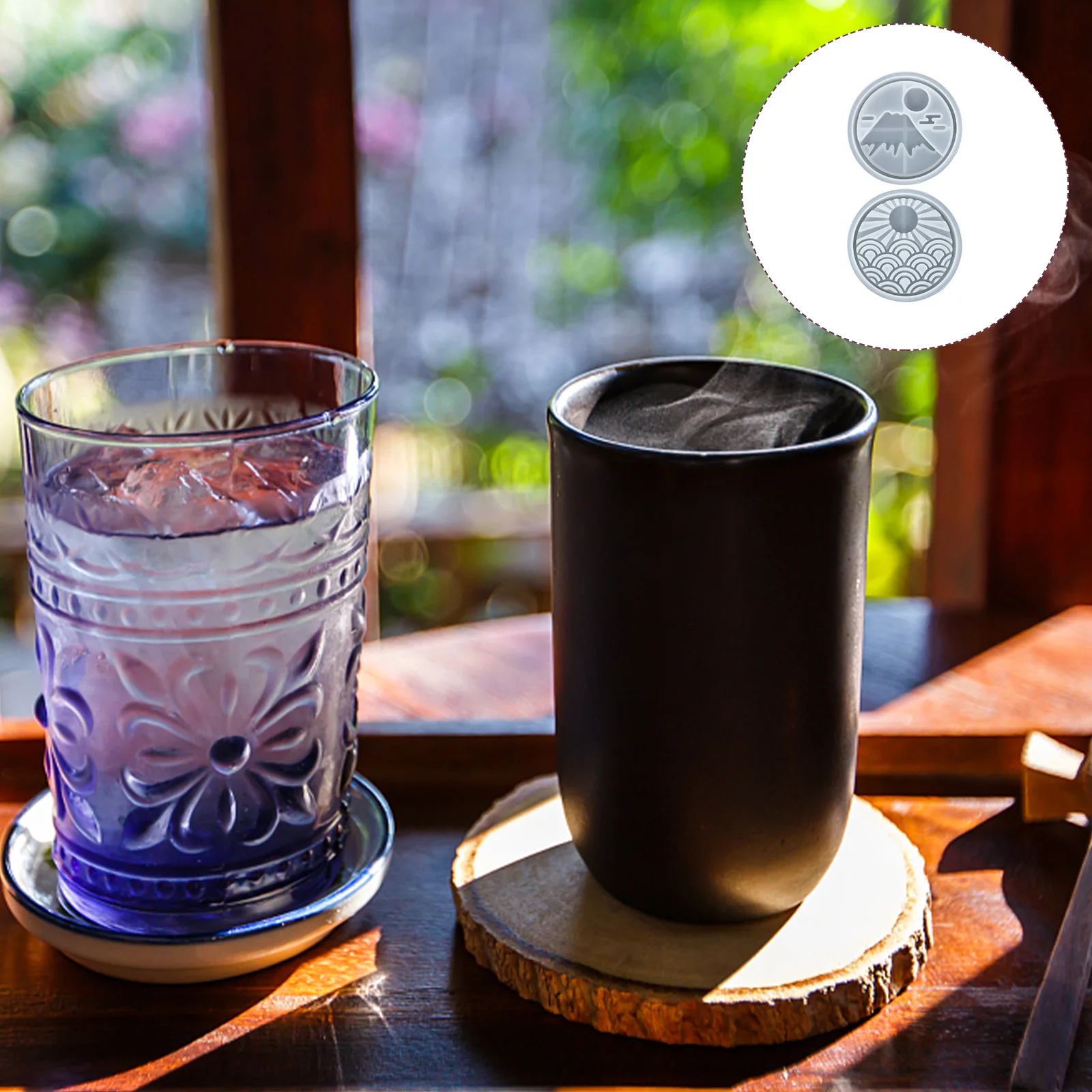 

2 Pcs Sunrise Coaster Mold Silicone Mini Molds Crafting Casting DIY Epoxy Resin Water Cup Pad Textile