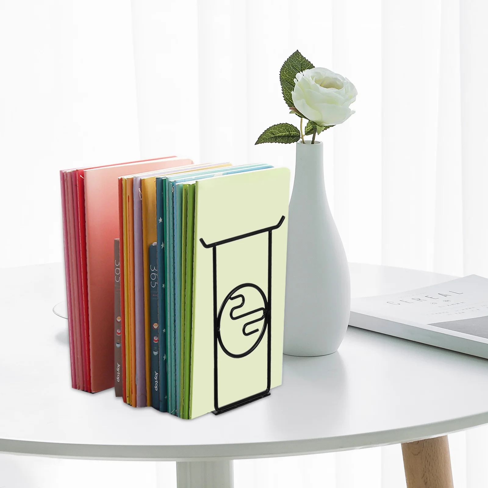 

1Pair Metal Bookends Premium Finish Non-Slip Base Strong Book Ends for Books Magazines Cds Storage Room Decorative Book Support
