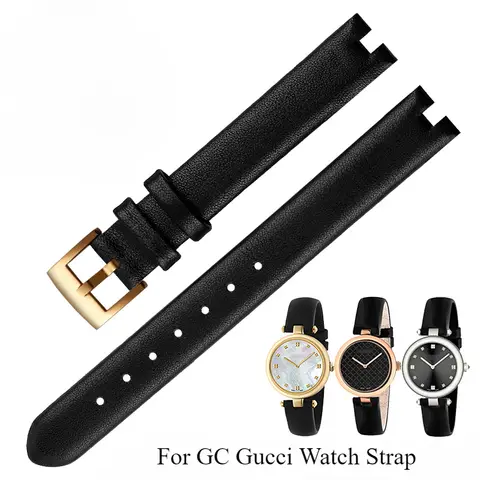 Durable and Wear-resistant Genuine Cow Leather Watchbands for GC Gucci YA141401 YA141501 Women's Waterproof Strap 12x4 14x4mm