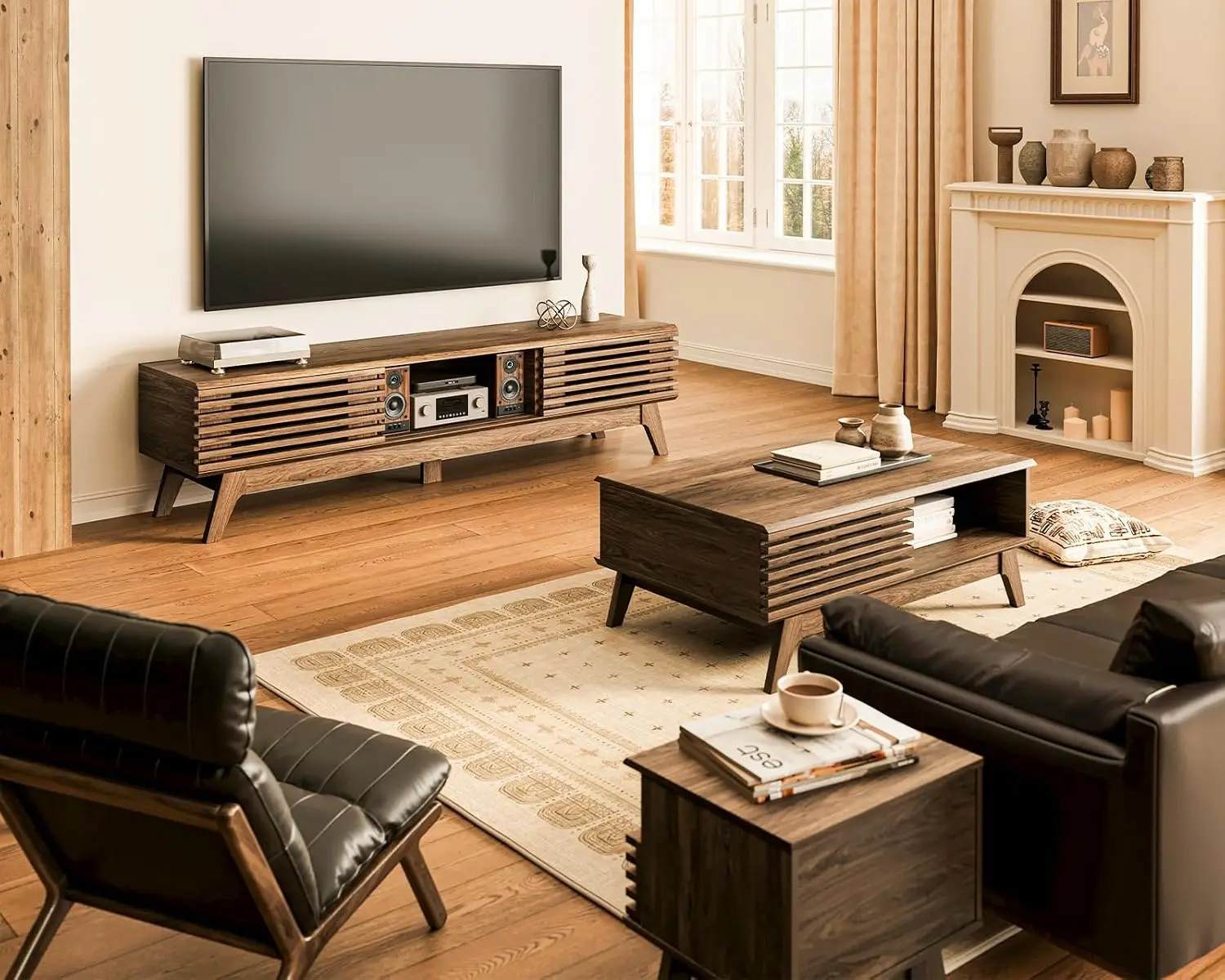 Mid-Century Modern TV Stand for 65