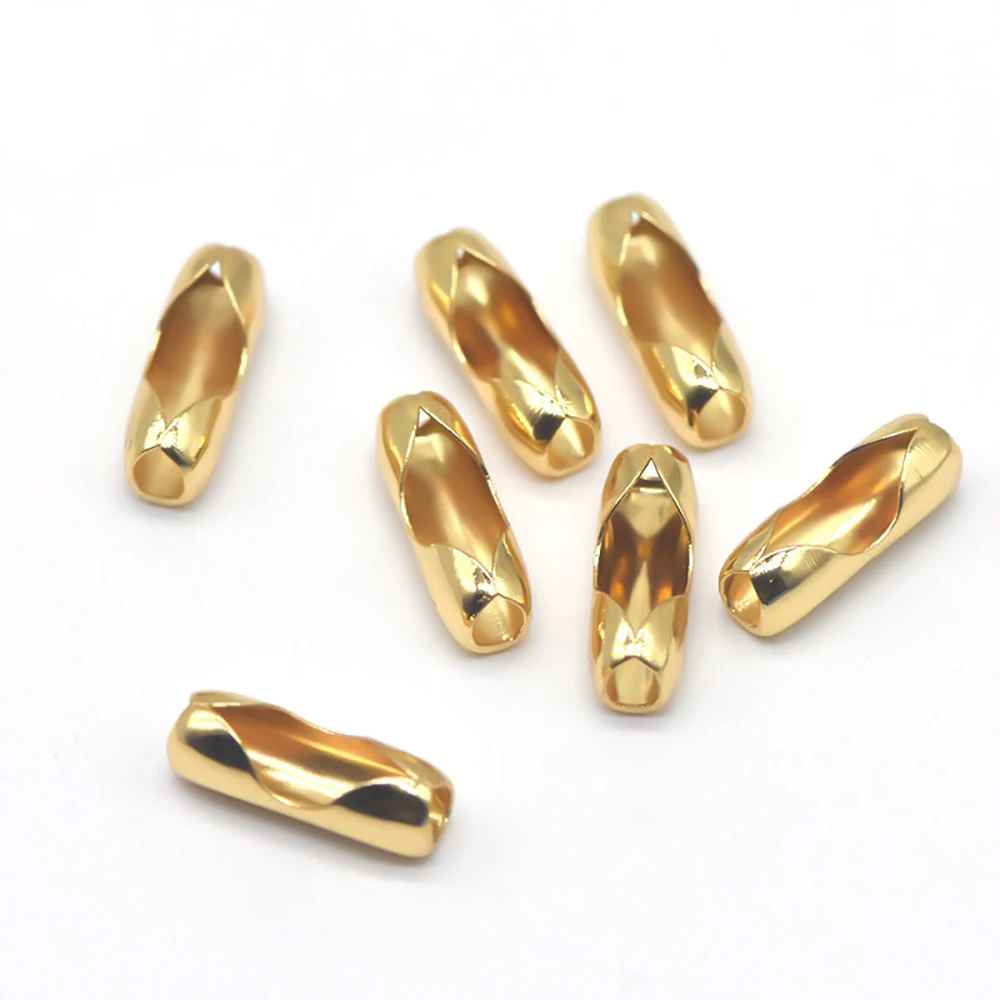 Goldfarbene Edelstahl-Kugelketten-Verbindungsverschlüsse für DIY-Halsketten, Armbänder und Schmuckherstellung, 50 Stück/Los – Detail 6