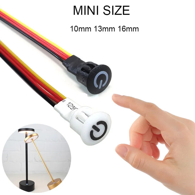 

Сенсорный диммер (10/13/16 мм) DC3-24V Сенсорная панель управления Выключатель света с регулируемой яркостью для светодиодных шкафов/настенных светильников