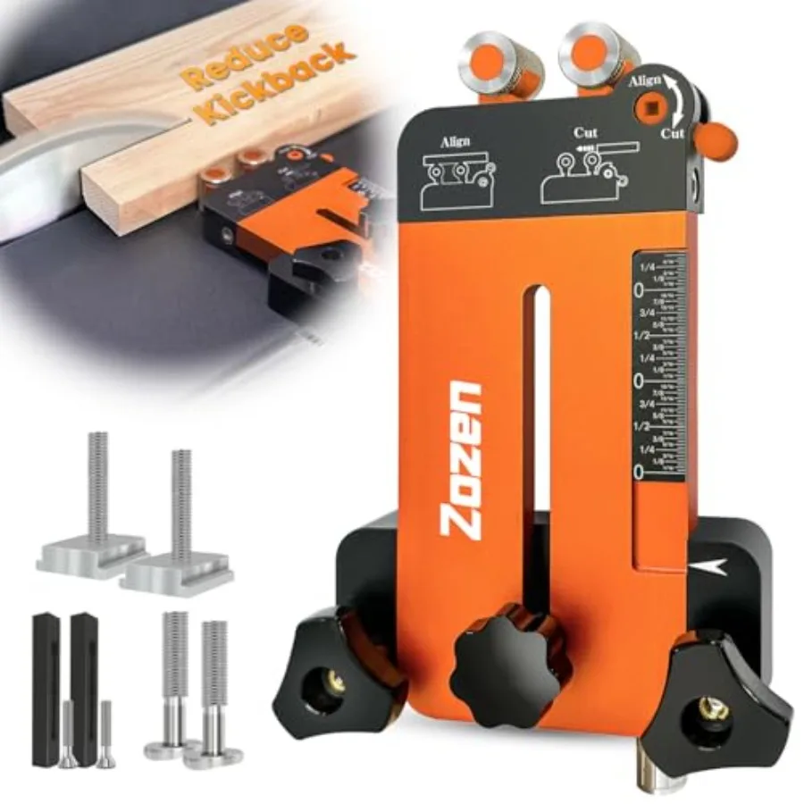 

Универсальный упор Zozen Thin Rip Jig + Feather Boards для настольной пилы 2-в-1: мощный инструмент для повторяющейся резки полосок, красный