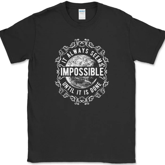Футболка унисекс с мотивирующим текстом, с рисунком аниме «всегда кажется невозможным», лето Футболка унисекс с мотивирующим текстом, с рисунком аниме «всегда кажется невозможным», лето