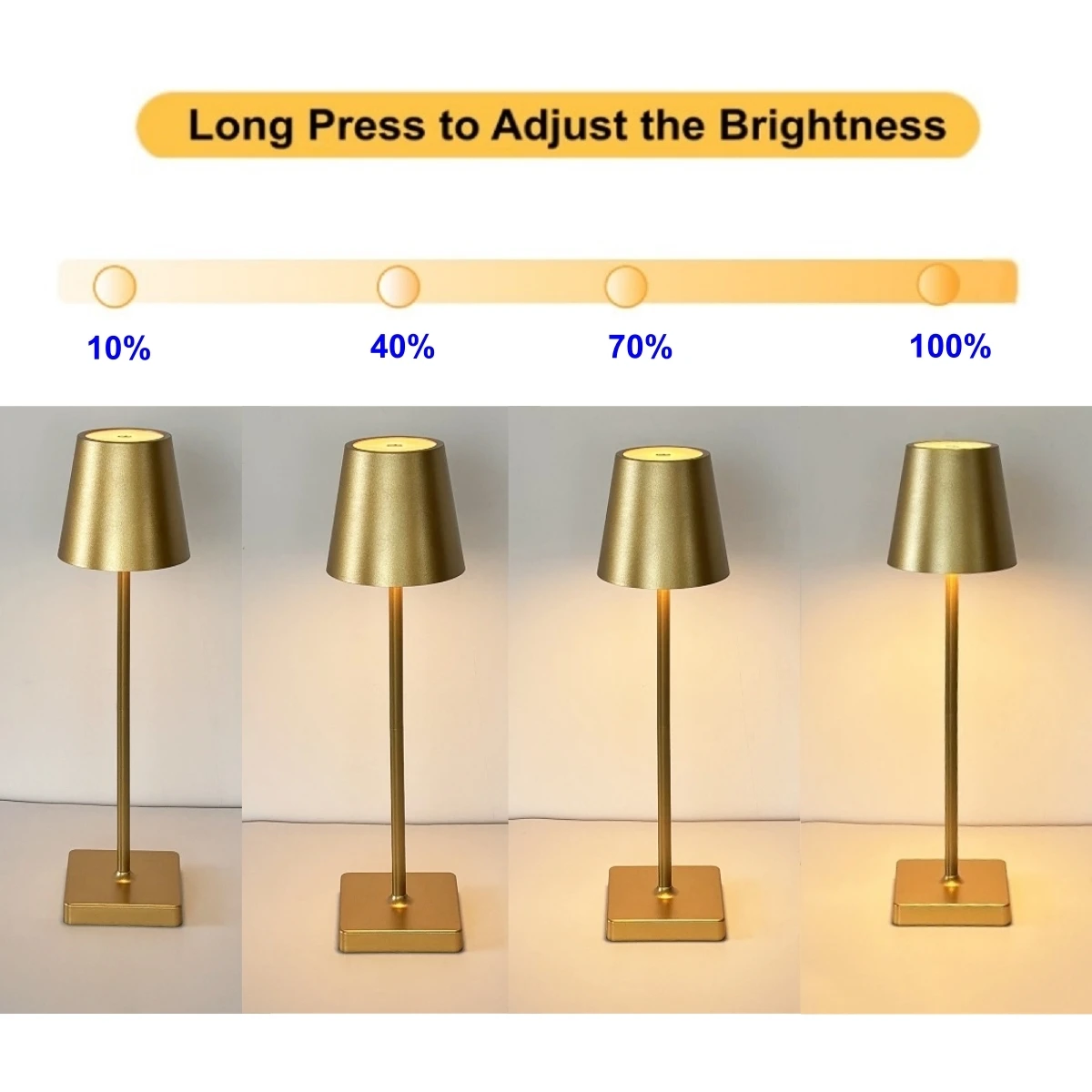 Rechargeable LED Table Lamp Touch Switch 3 Colors Desk Night Light Wine Bottle Light for Bar Club Dinner Home Cafe Ambient Decor