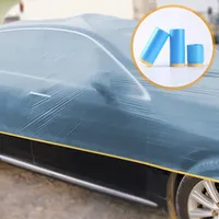 Electrostatic Adsorption 82Ft Taped Masking Film Plastic Drop Cloth Sheeting No Residue Automotive Painters Tape for Painting