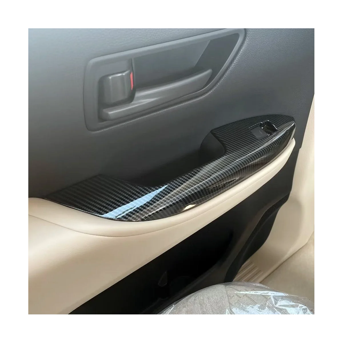 

For Toyota Land Cruiser LC300 2022 2023 Door Armrest Window Lift Cover Trim Decoration - ABS Carbon Fiber