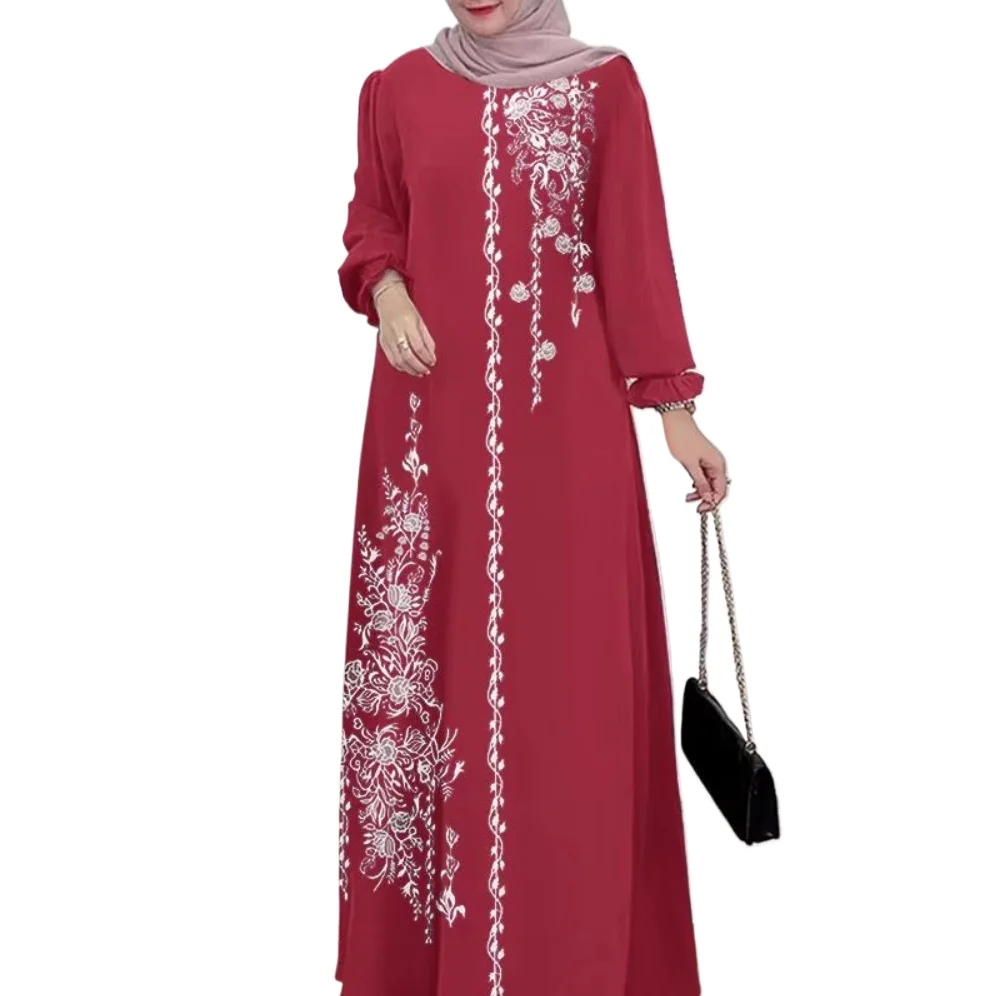 

2026 new stock long robe Southeast Asian printed ethnic style retro loose oversized dress