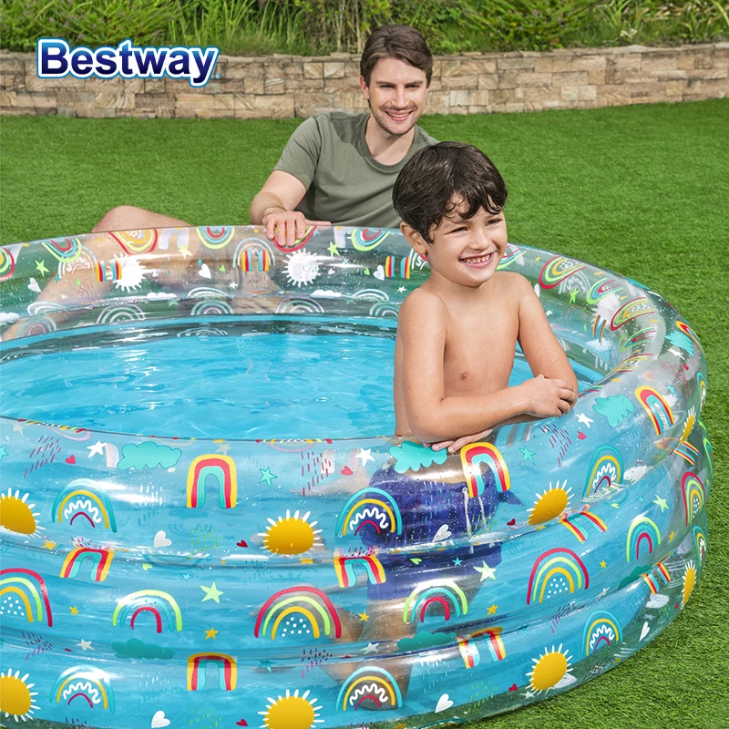 Bestway-Piscine gonflable arc-en-ciel pour enfants, jeu familial, amusant, saisonnier, 51048, 1 pièce
