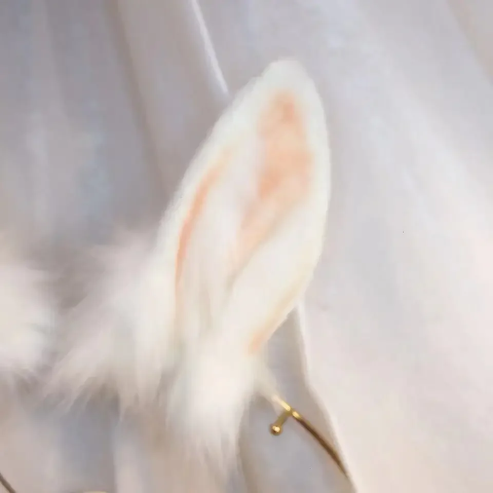 Christmas Halloween Cosplay Accessory Handmade New Dairy Beast Anime White Rabbit Wolves Cats Fox Ear Hair Hoop Headwear Tail