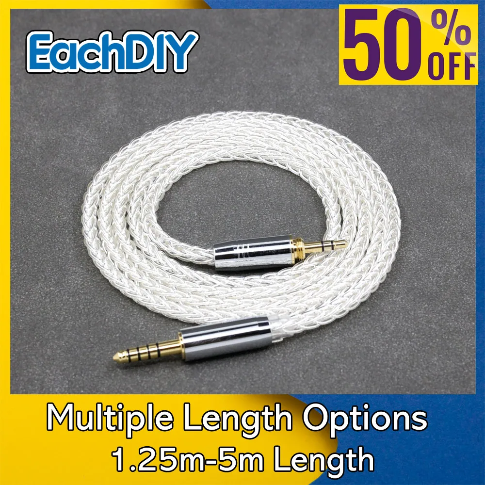 

8 Core 99% 7n Pure Silver Palladium Earphone Cable For Audio-Technica ATH-pro500mk2 PRO700MK2 PRO5V M50 M50RD Screw 8781