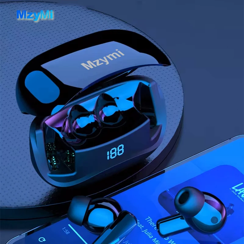 MZYMI M60 سماعة بلوتوث 5.3 نشط إلغاء الضوضاء سماعة رأس لاسلكية ENC الرياضة سماعة داخل الأذن HIFI سماعات أذن للموسيقى