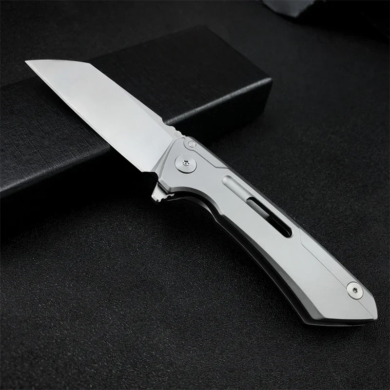 High-end Hunting Bearing Folding Pocket Knife D2 Tanto Sanding Blade CNC Hollow Handle EDC Small Survival Tactical Flipper Knife