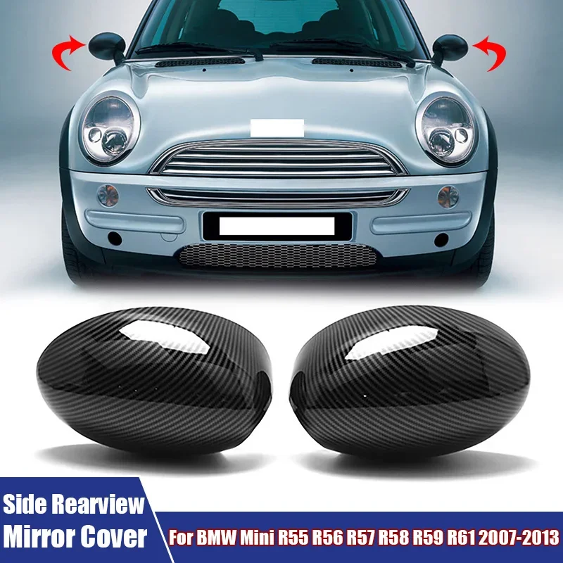 Left & Right 2Pcs Car Side Rearview Mirror Covers Fit For BMW Mini R55 R56 R57 R58 R59 R61 2007-2013 #51162754913, 51162754914