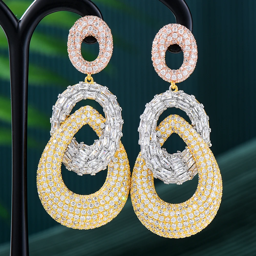 

Soramoore Original Design Luxury Vintage Big Earrings For Noble Women Wedding Party CZ Dubai Bridal Earrings Gorgeous Jewelry