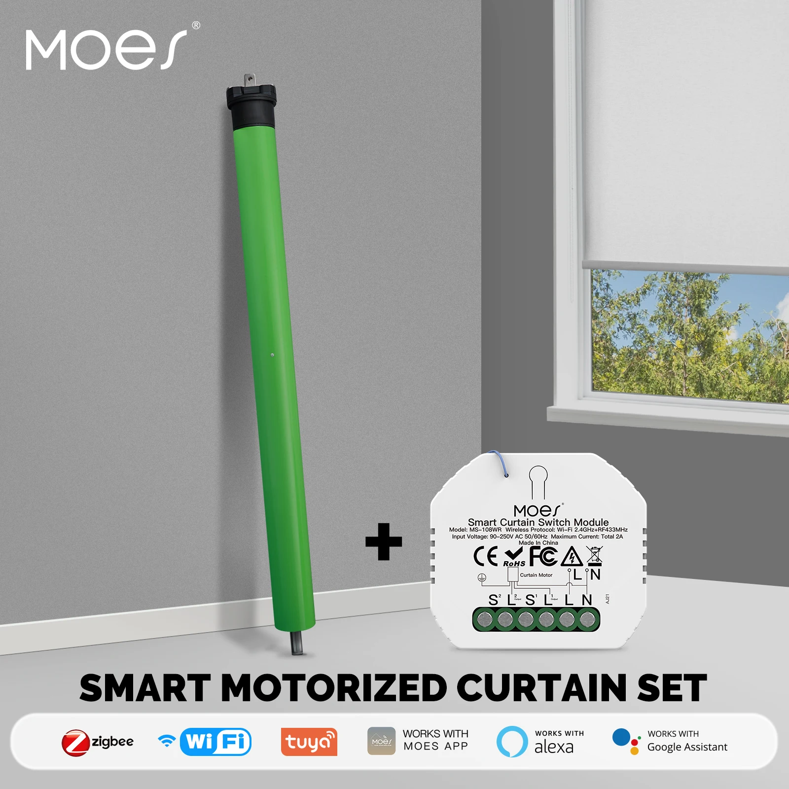 

Electric Curtain Motor For Roller Blinds Shades Shutter With Tuya Smart Switch Module RF Remote Control Home Automation