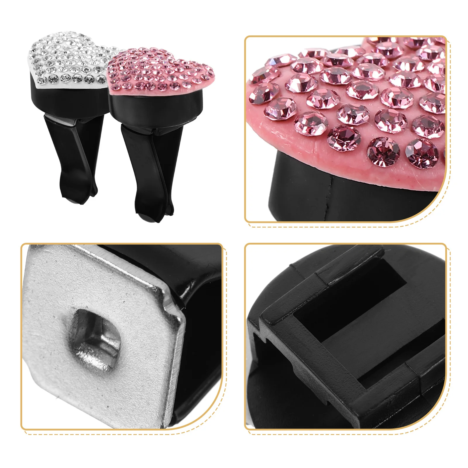 

4Pcs Car Vent Clips Heart Shaped Rhinestone Air Freshener Cute Aroma Clip Portable Car Air Vent Decoration Outlet Clips