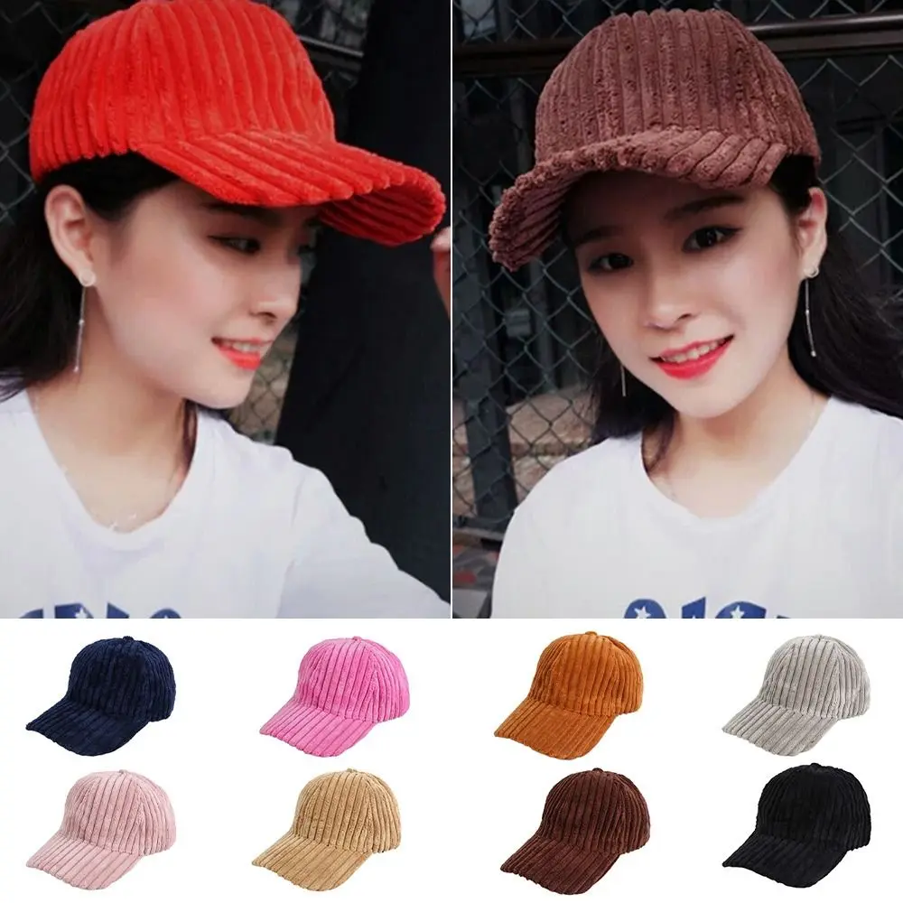 

Fashionable Coarse Stripe Baseball Hat Velvet Sun Protection Hip Hop Hat Sun Shading Versatile Corduroy Hat Spring/Summer