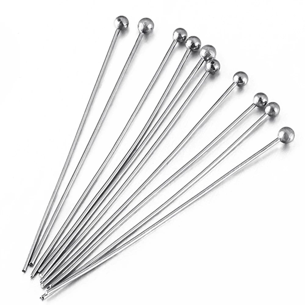 100pcs/lot 12 16 35 40mm Stainless Steel Ball Head Pins for Jewelry Making Head Pins Needlework DIY Handmade Components Findings