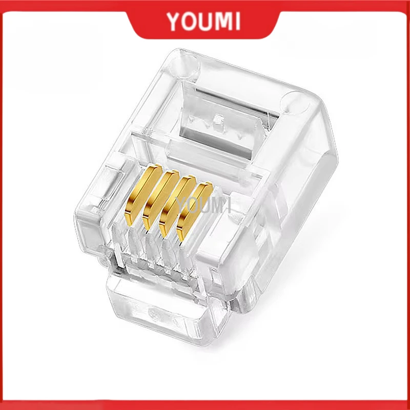50pcs Durable 4 Pin RJ11 RJ-11 6P4C Modular Plug Telephone Phone Connector Hot New High-quality Dropshipping