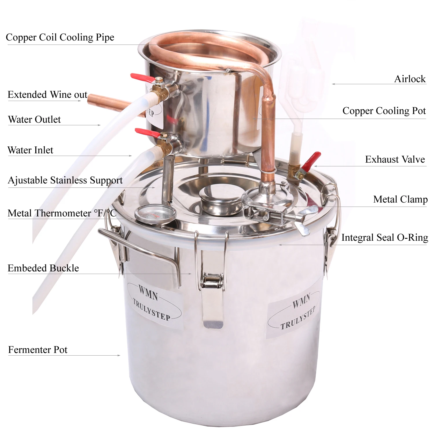 10L~100 Litres New DIY Home Brew Distiller Alambic Moonshine Alcohol Still Stainless Copper Water Wine Essential Oil Brewing Kit