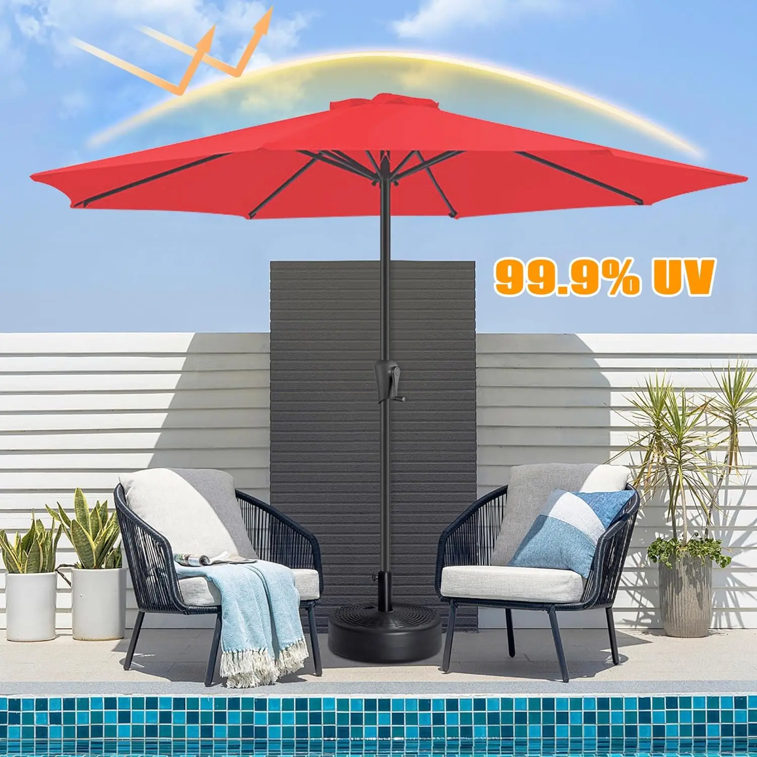 Universeller Ersatzschirm für Terrassenschirme, erhältlich in 6,5ft, 9ft, 10ft, 6 Rippen, 8 Rippen, Schirmüberzug für Gartentische und Marktschirme – Detail 27