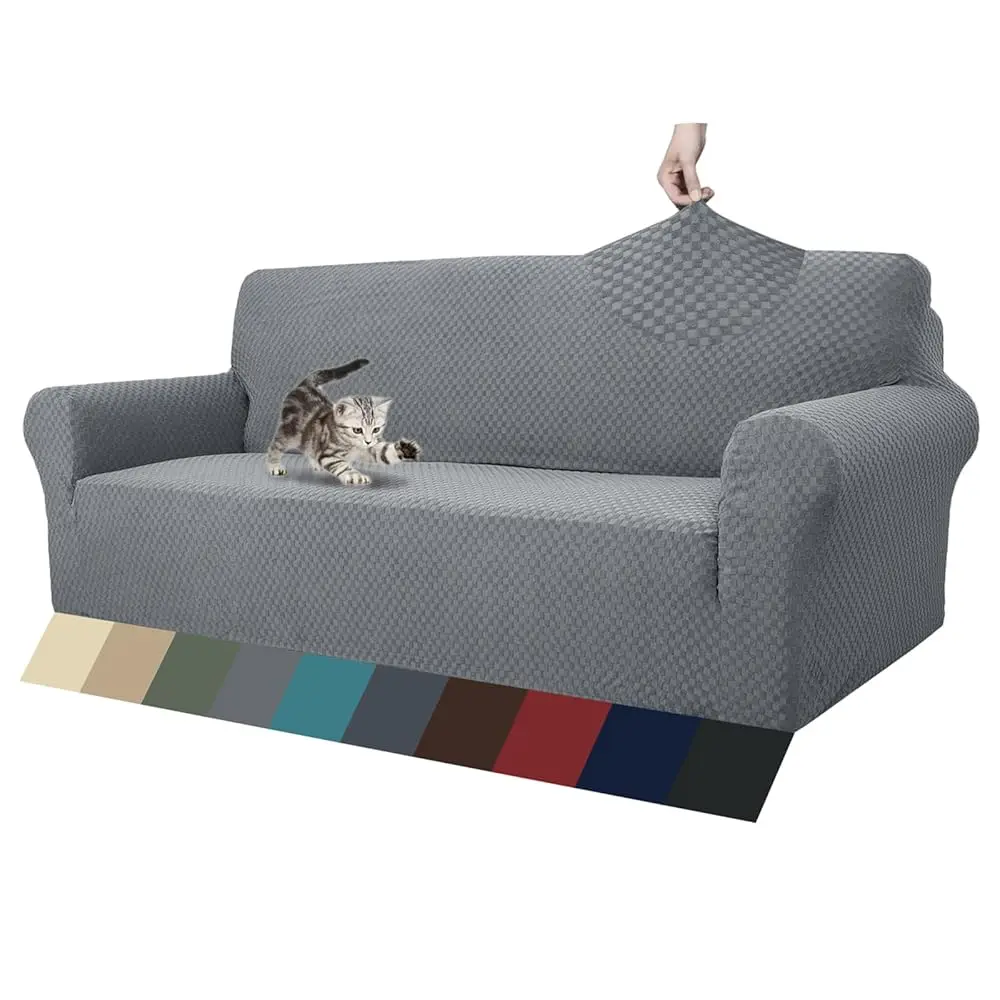 

1 Piece Jacquard Couch Covers For 3 Cushion Couch Living Room High Stretch Sofa Cover Pets Dogs Friendly Anti Slip Thickened