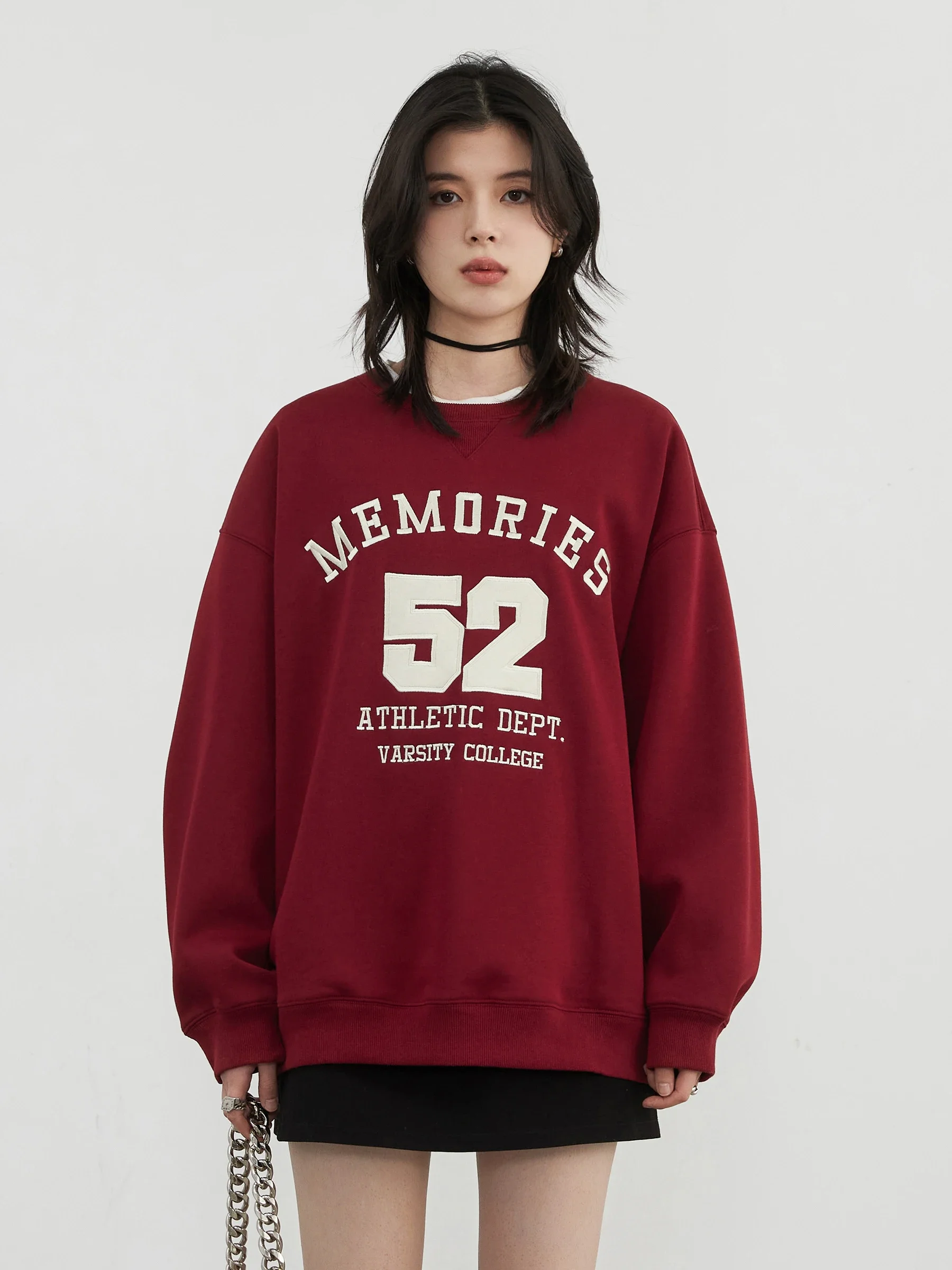 CHIC VEN Women Sweatshirts Plush Loose Casual Round Neck Contrasting Letter Fleece Female Hoodie Red Top Autumn Winter 2024