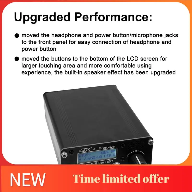 

A42T-USDR USDX + Plus V2 8-диапазонный трансивер SDR SSB QRP ЖК-дисплей с дисплеем, динамиком, микрофоном, трансивер с вилкой европейского стандарта, легко входит