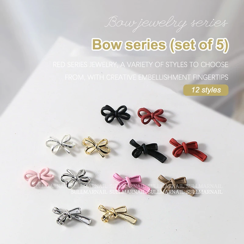 3d borboleta-como jóias de metal para nail art, gravata borboleta simples, diy, manicure design, acessórios de decoração, suprimentos, 5 pcs