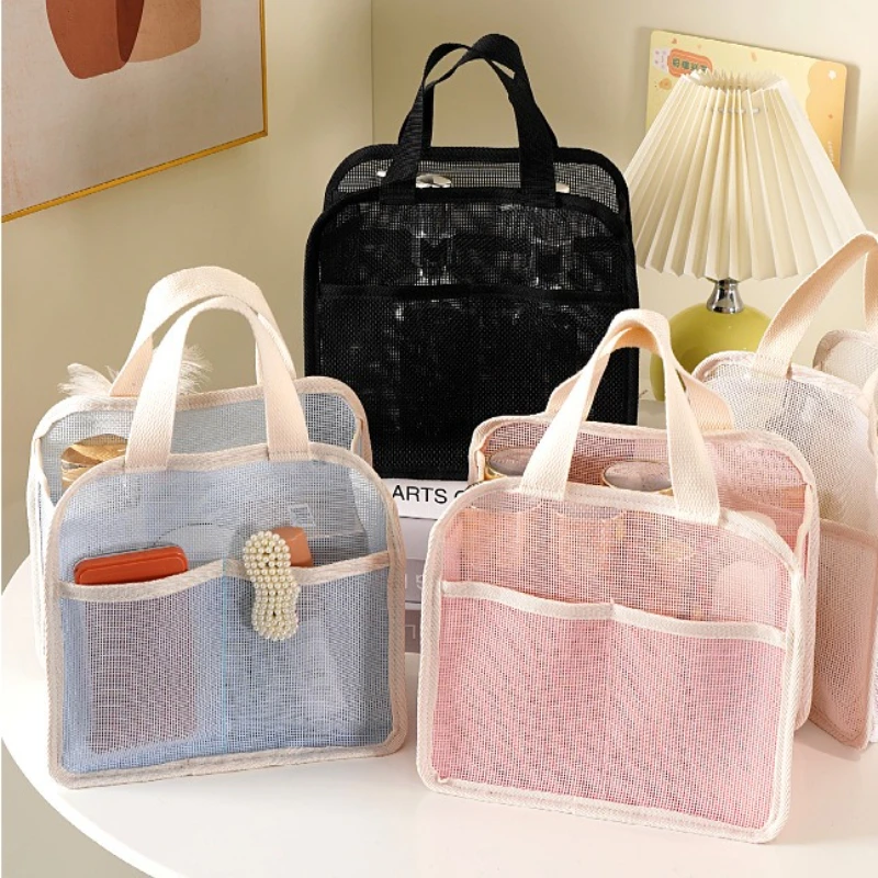 

Mesh Makeup Toiletry Storage Bags Handbags Portable Travel Washing Body Shower Tools Organizer Hanging Cosmetic Organizer Pouch