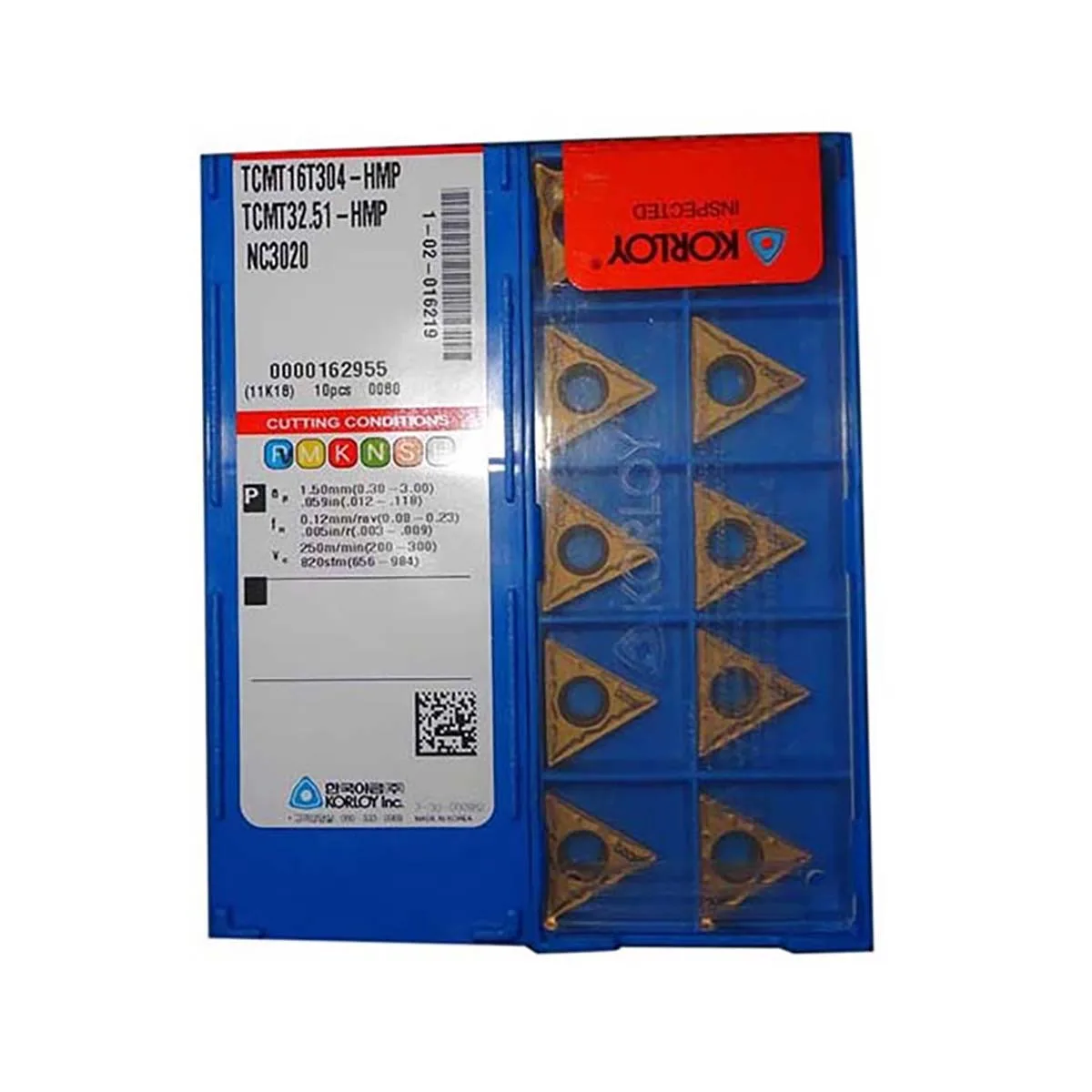 KORLOY 100% Original TCMT TCMT16 TCMT16T304 HMP TCMT16T308 HMP NC3020 Medium Finishing Carbide Turning Inserts TurningTools
