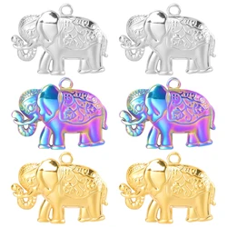 5pcs Stainless Steel Cute Animal Charms Long Nose Elephant Charms Pendant for Jewelry Making Supplies DIY Handmade Accessories