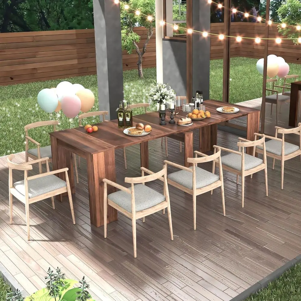 

Элегантный раздвижной обеденный стол из ореха на 6-12 персон, идеально подходит для дома, вечеринок и конференций