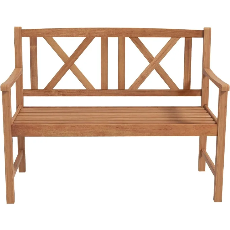 

Outdoor Wooden Garden Bench 2-Person Acacia Wood Loveseat with Armrests,Backrest,800lbs Capacity, Patio Park Bench for Backyard