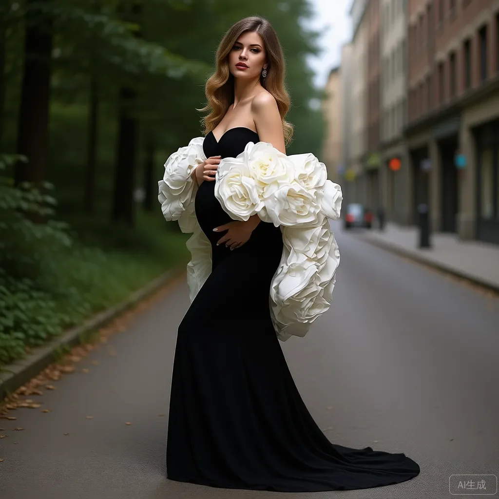 

Элегантное черное вечернее платье русалки без бретелек с белой тюлевой шалью с цветочным принтом — сказочное свадебное платье Qixi Вечерние длинные свадебные платья