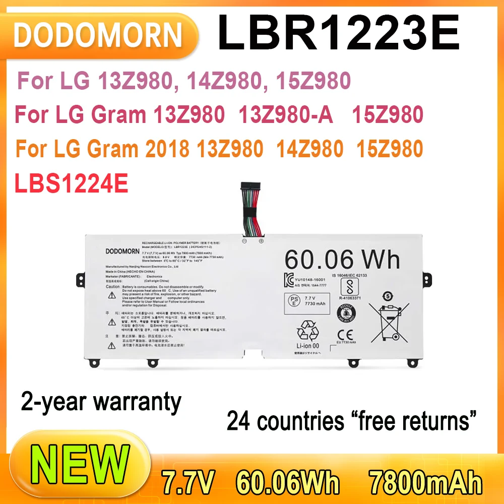 New LBR1223E LBS1224E For LG 13Z980 14Z980 15Z980 Rechargeable Li-ion polymer Battery 60Wh 7800mAh 2-year warranty high-quality