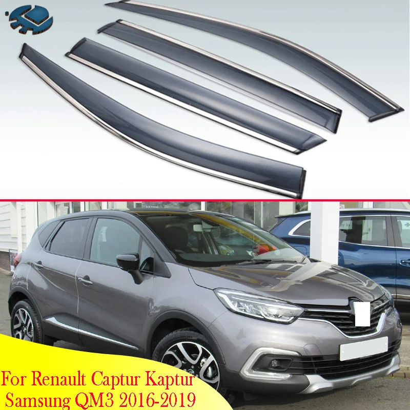 Para Renault Captur Kaptur Samsung QM3 2016-2019 visera Exterior de plástico parasoles ventana protector contra la lluvia y el sol Deflector 4 Uds