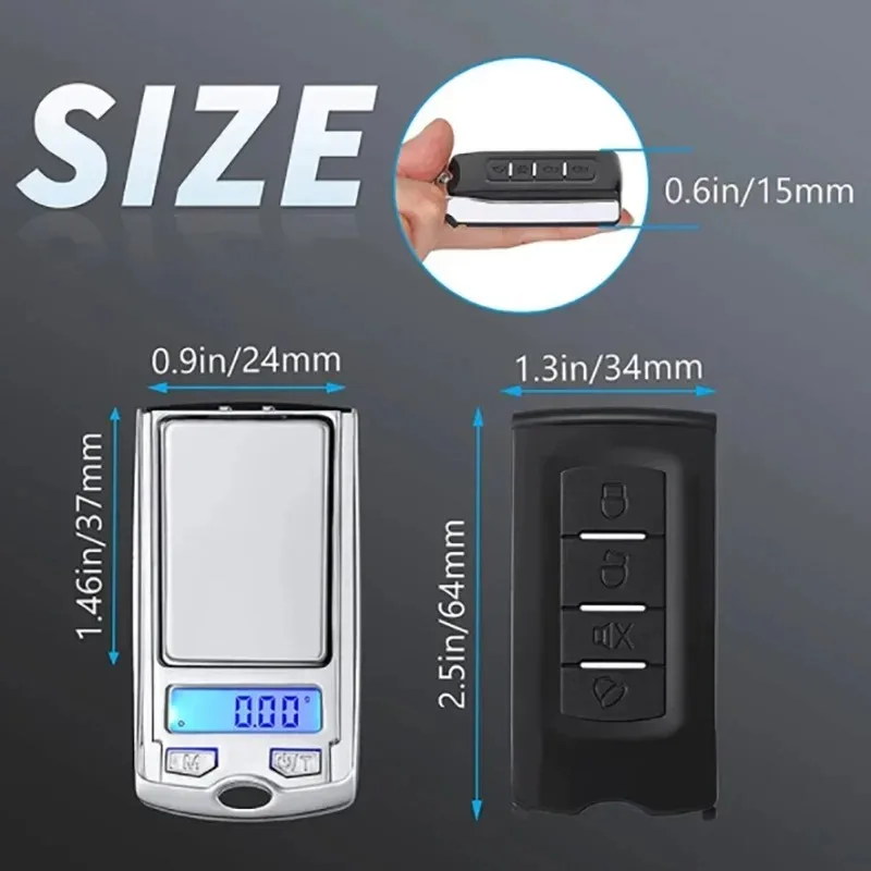 1Pcs 200g/100g 0.01g Precision Portable Car Key Shape Mini Digital Pocket Electronic Gram Scale with LCD Display and Batteries