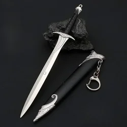 18cm Sting Sword Hobbits Bilbo Baggins Medieval Peripherals Uncut Metal Samurai Sword Weapon Model Keychains Ornaments Gift Toys