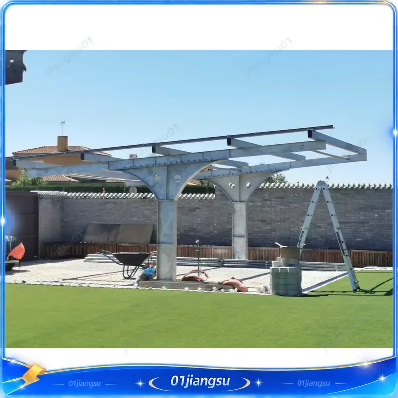 Solar Carport Structure Single Column Carbon Steel Customized High Quality Factory Wholesale PV Mounting System Bracket Kit