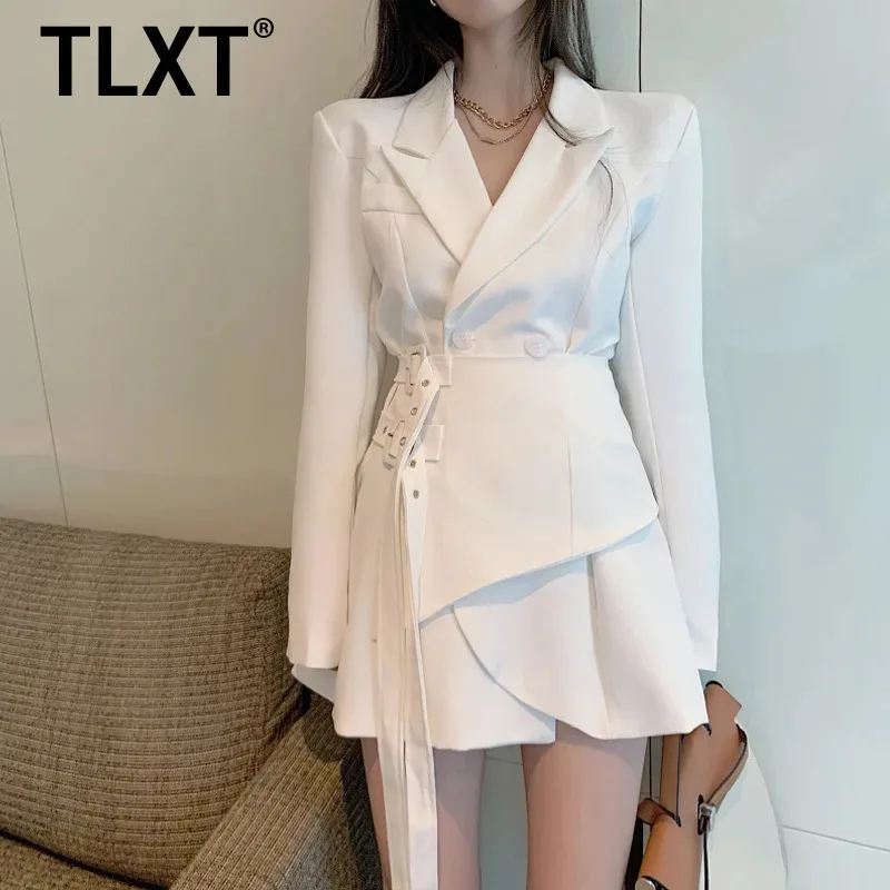 

TLXT женское весеннее однотонное дизайнерское облегающее платье с чувственной талией и длинными рукавами на шнуровке, модное платье нестандартной формы, новинка 2023 г.