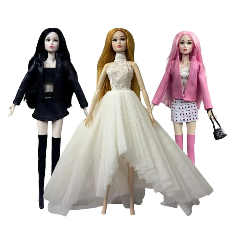 

High Quality 12 Inch Doll Super Model With Fashion Wedding Dress Coat Shoes Boots Long Hair Female Figure Kid' Birthday Present