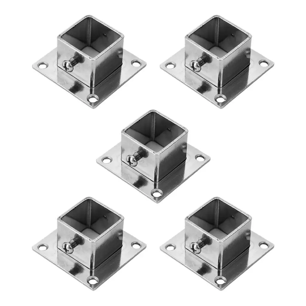 5x Square Post Flange 4 Holes Square Mount Multipurpose Stainless Steel Floor Post Flange Handrails Deck Supports Hand Rails